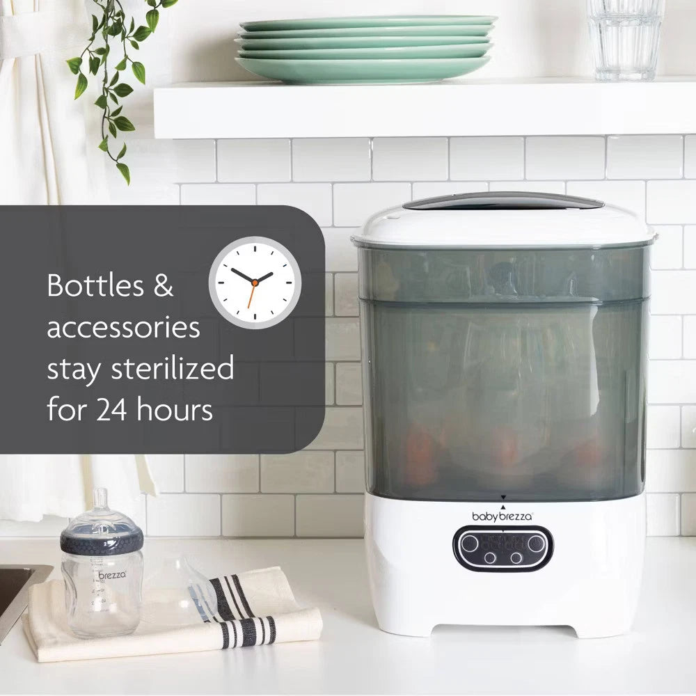 Baby Brezza One Step Advanced Baby Bottle Sterilizer and Dryer – Universal Electric Steam Sanitizer for Bottles, Pacifiers, & Pump Parts (White)