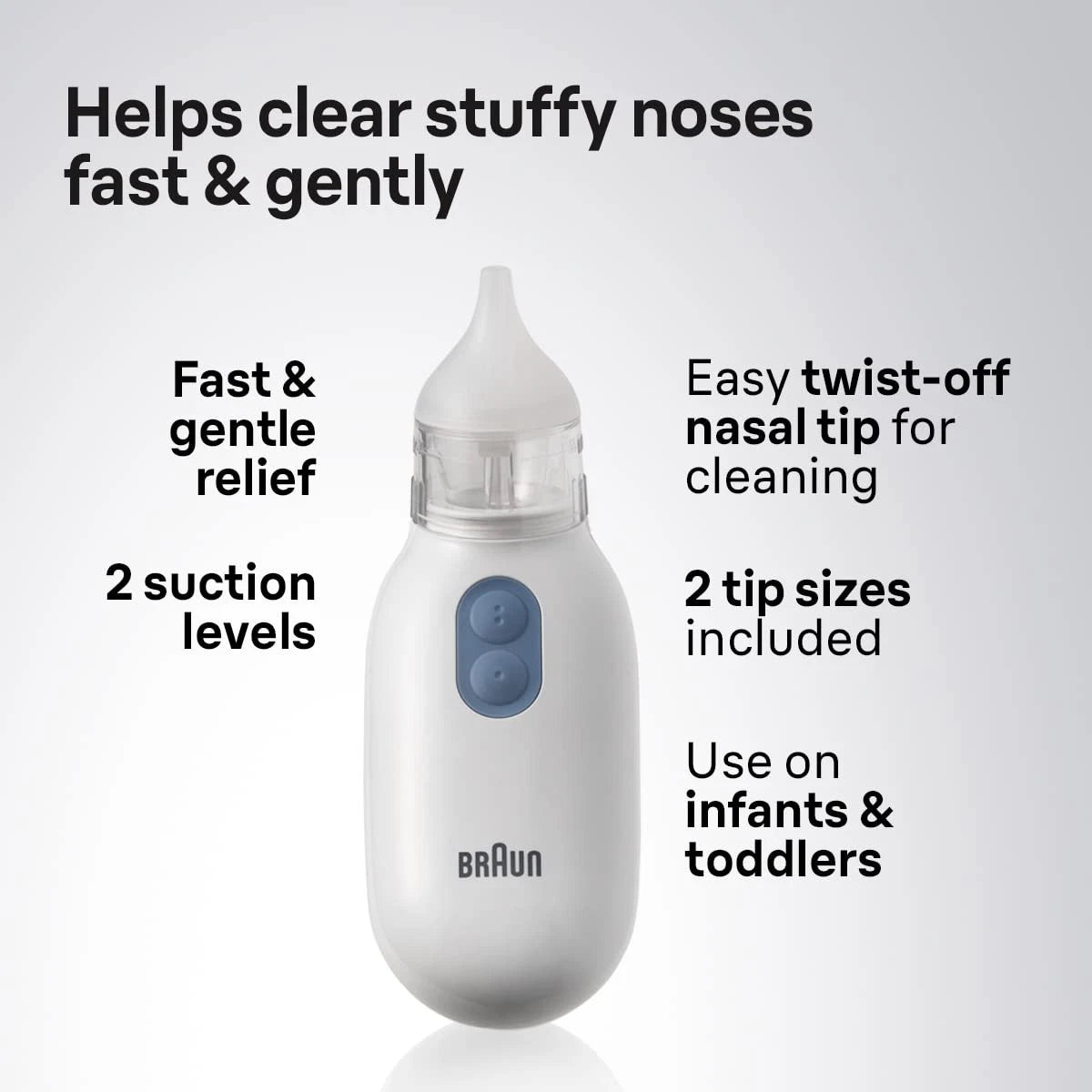 Braun Electric Nasal Aspirator - Mucus Remover, Blocked Nose Relief for Newborn,