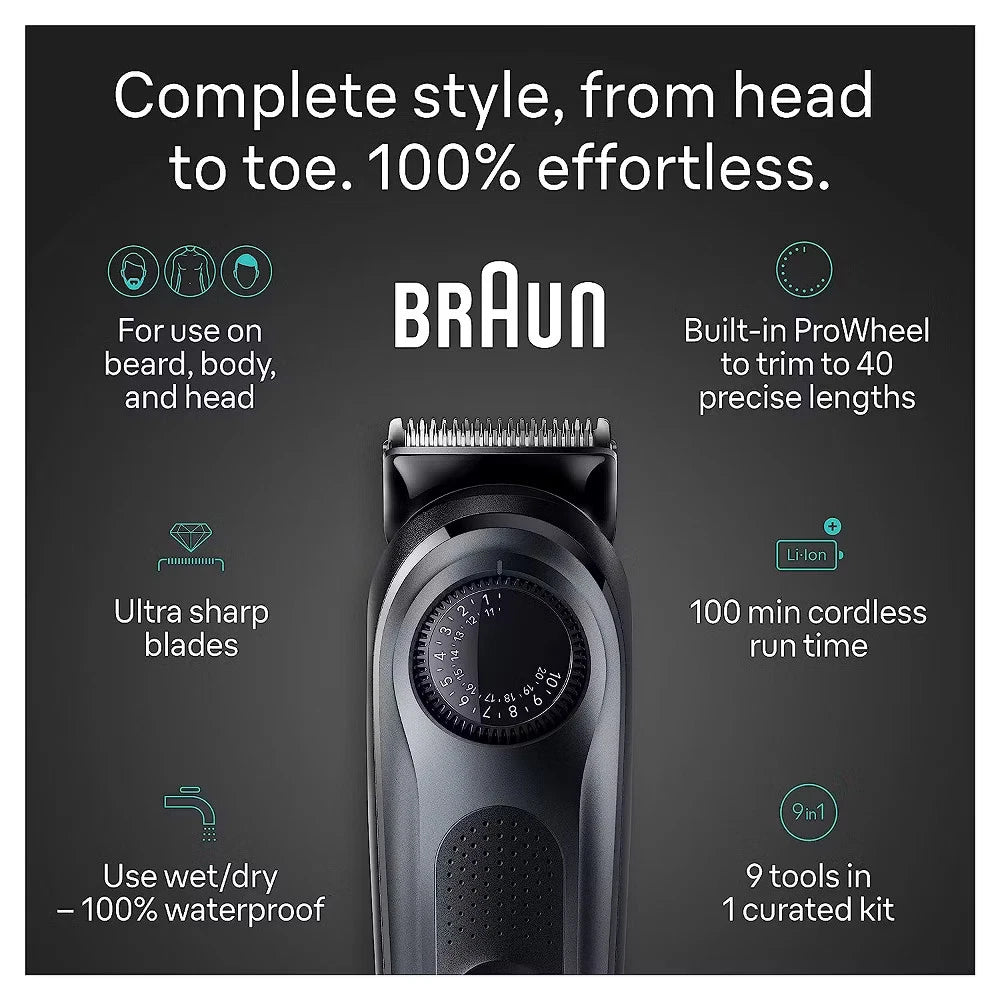 Braun All-in-One Series 5 AiO5490 Rechargeable 9-in-1 Body, Beard & Hair Trimmer