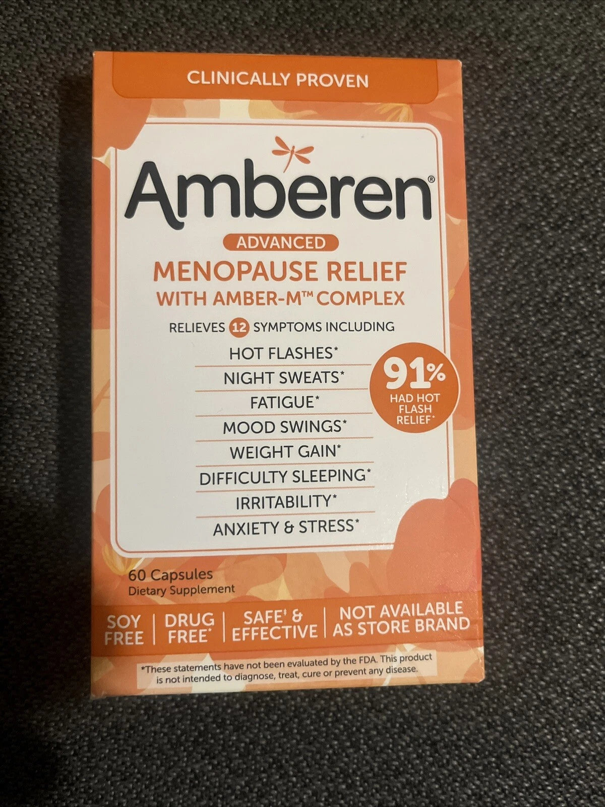 Amberen Multi-Symptom Menopause Support Supplement for Women – Hot Flash & Night Sweat Relief – 60 Capsules