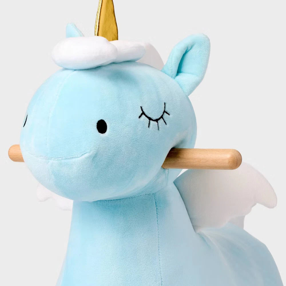 Gigglescape Unicorn Rocker for Toddlers & Kids – Plush Blue Rocking Unicorn Toy