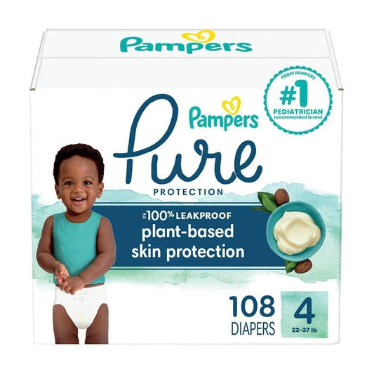 Pampers Pure Protection Baby Diapers Size 4 – 108 Count Hypoallergenic Pack