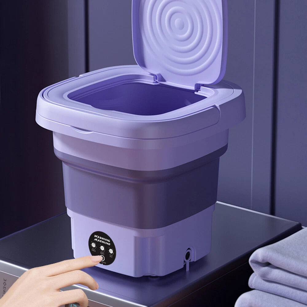 Portable Foldable Mini Washing Machine with Spin Dryer – 8L Compact Travel Washer for Underwear, Baby Clothes & Small Laundry
