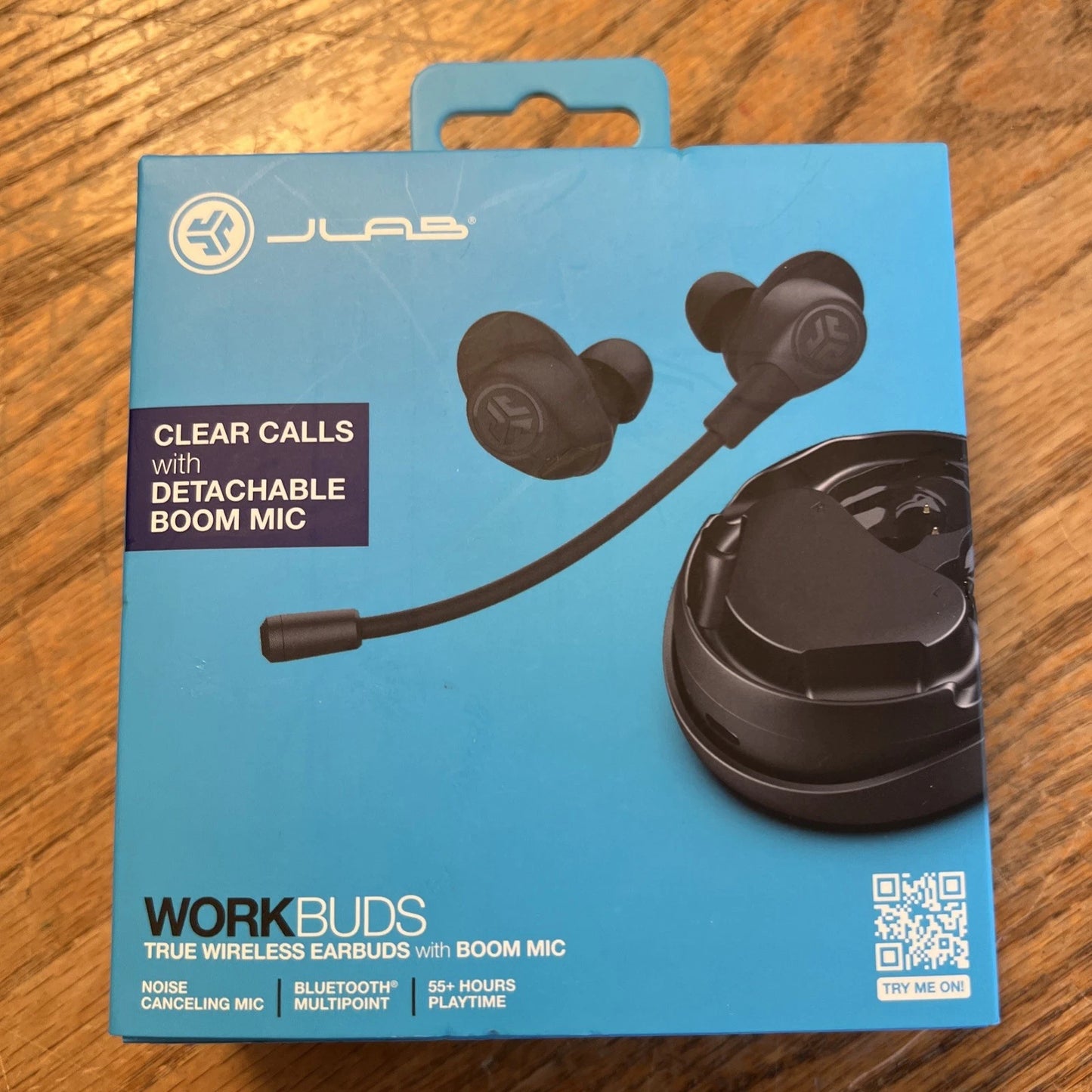 JLab Work Buds True Wireless Earbuds with Boom Mic – Black
