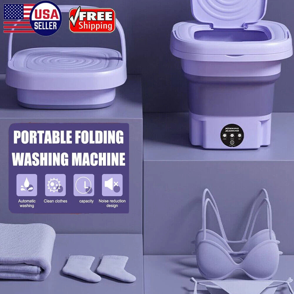 Portable Foldable Mini Washing Machine with Spin Dryer – 8L Compact Travel Washer for Underwear, Baby Clothes & Small Laundry