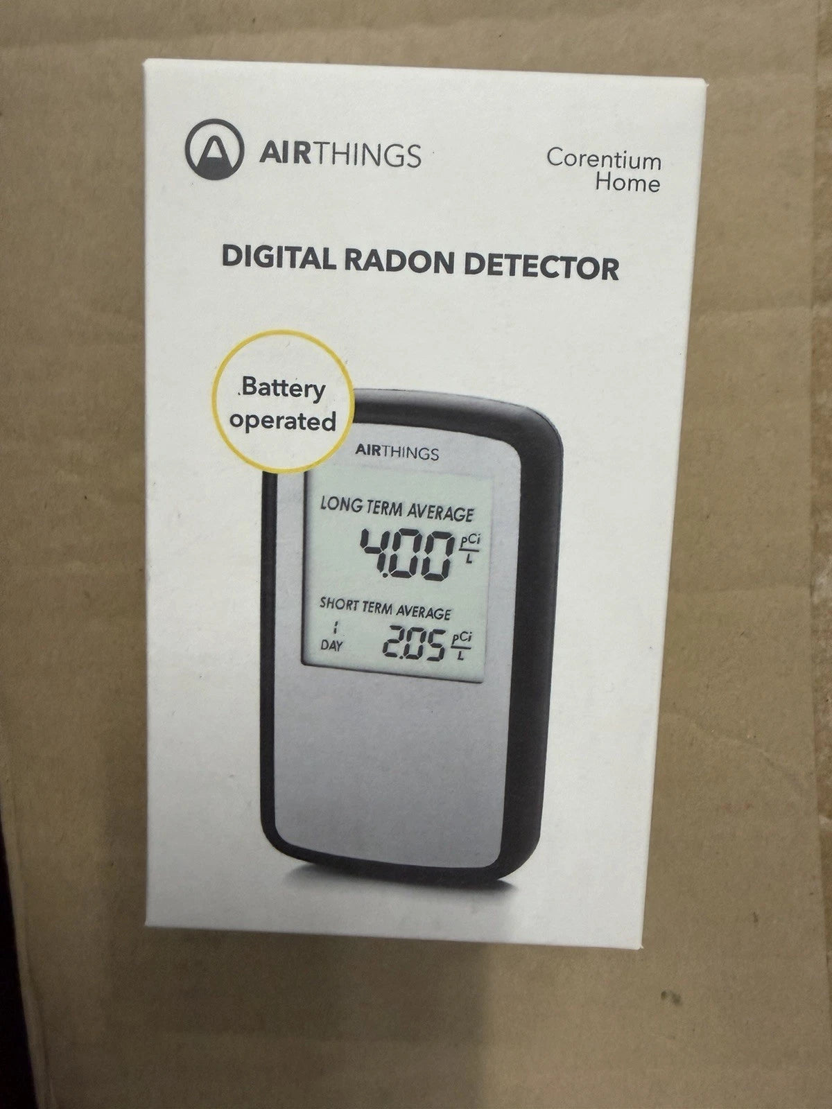 Airthings Corentium Home Digital Radon Gas Detector Battery Powered Indoor Monitor