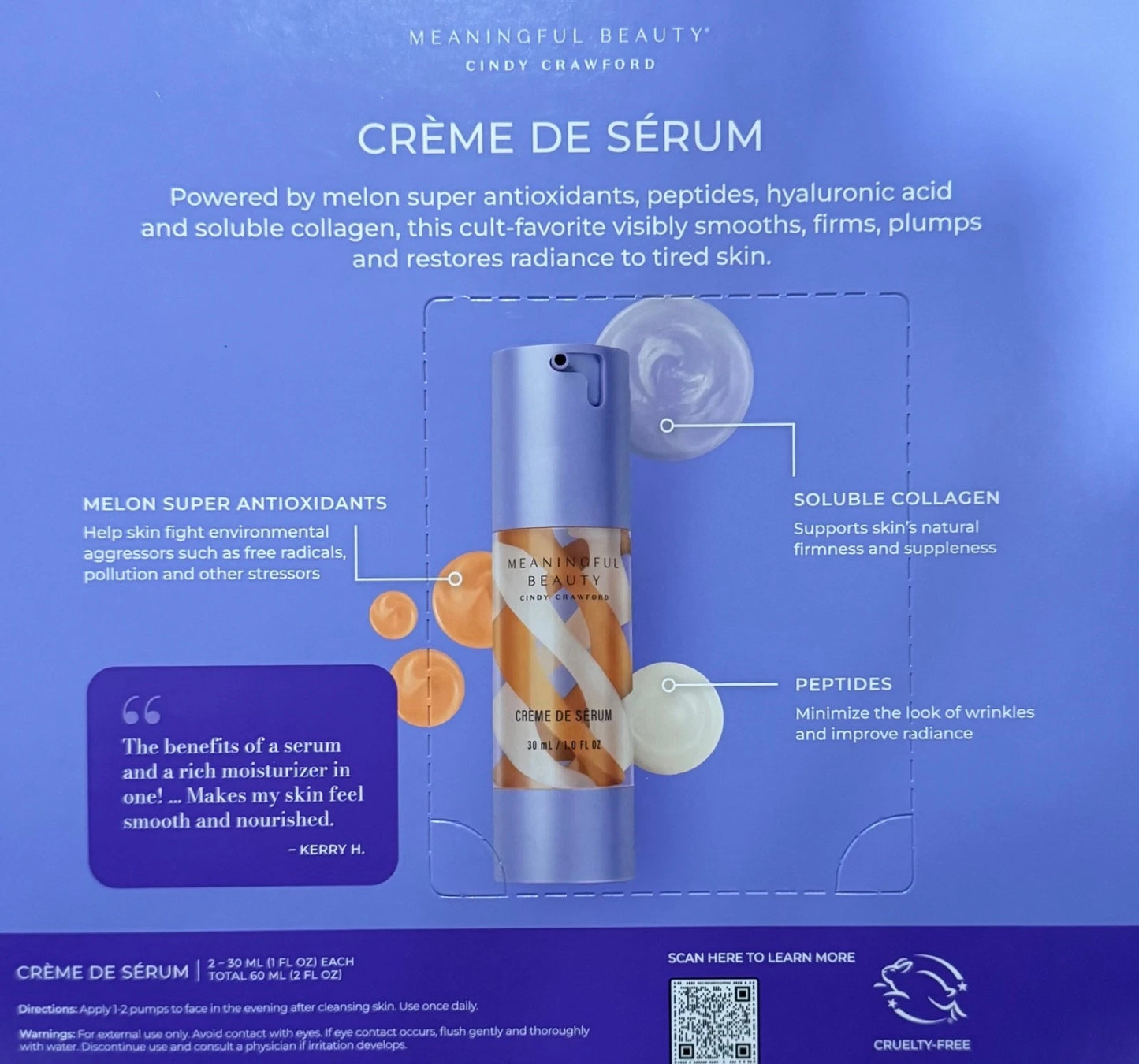 Meaningful Beauty Cindy Crawford 2-in-1 Crème De Serum – 2 Pack (1 fl oz Each)